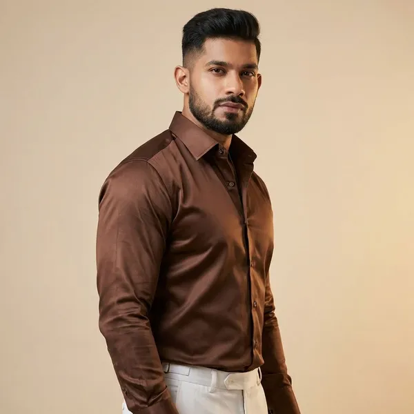 Brown_Satin_Solid_Full_Sleeve_Shirt_For_Men