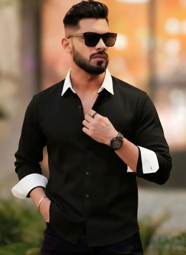Black_Satin_Solid_Full_Sleeve_Shirt_For_Men