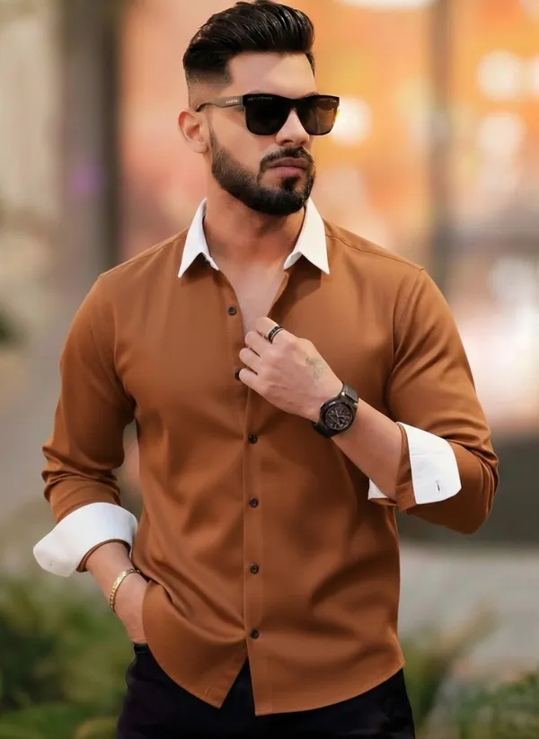Brown_Satin_Solid_Full_Sleeve_Shirt_For_Men