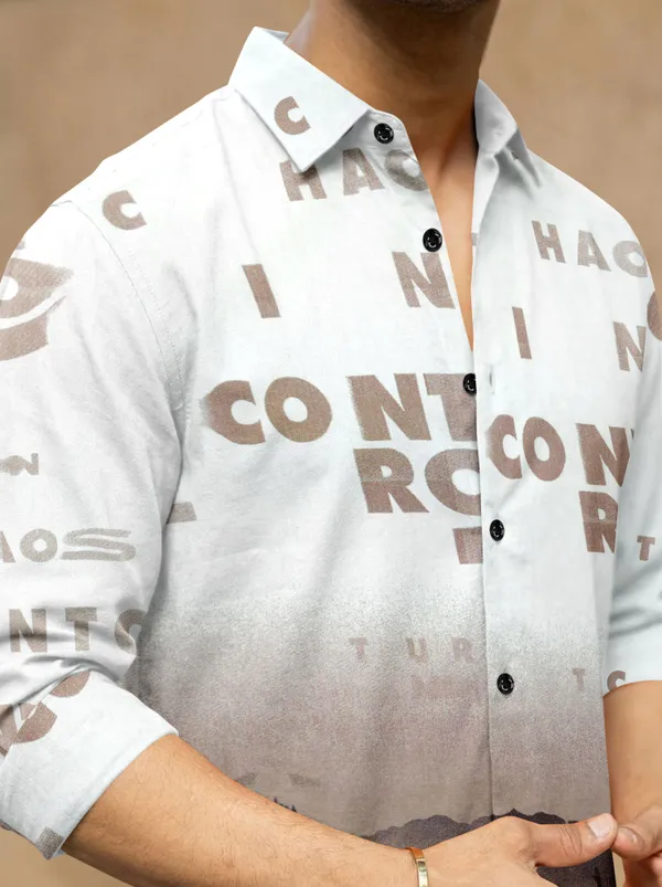 White_And_Brown_Cotton_Blend_Graphic_Print_Full_Sleeve_Shirt_For_Men
