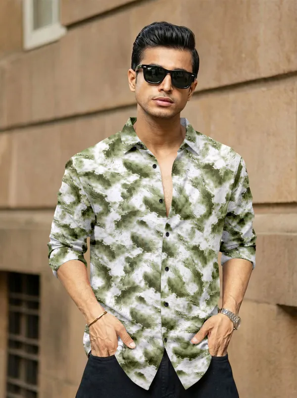 Green_And_White_Cotton_Blend_Printed_Full_Sleeve_Shirt_For_Men