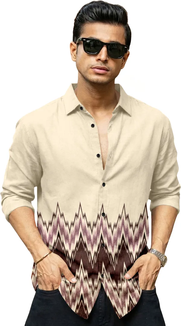 Beige_Cotton_Blend_Geometric_Print_Full_Sleeve_Shirt_For_Men