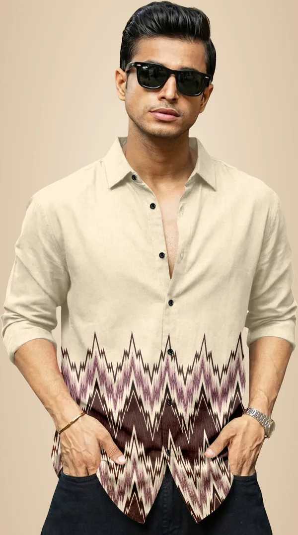 Beige_Cotton_Blend_Geometric_Print_Full_Sleeve_Shirt_For_Men