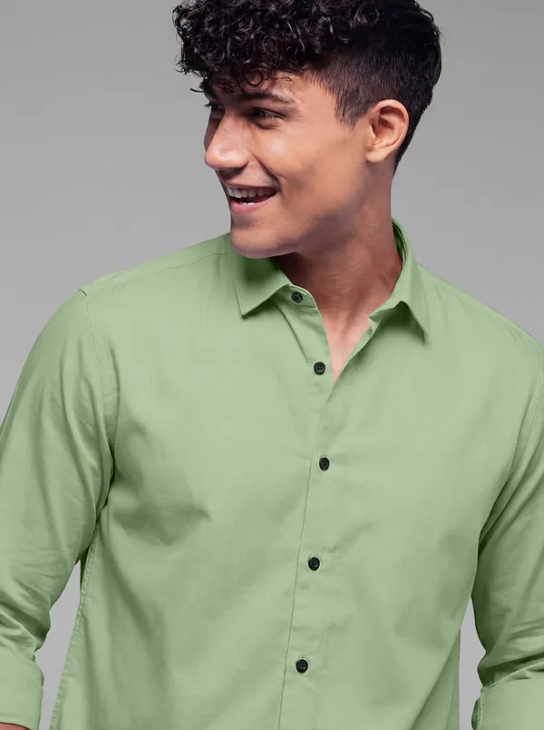Light_Green_Cotton_Casual_Solid_Full_Sleeve_Shirt_For_Men