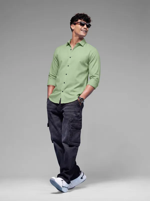 Light_Green_Cotton_Casual_Solid_Full_Sleeve_Shirt_For_Men