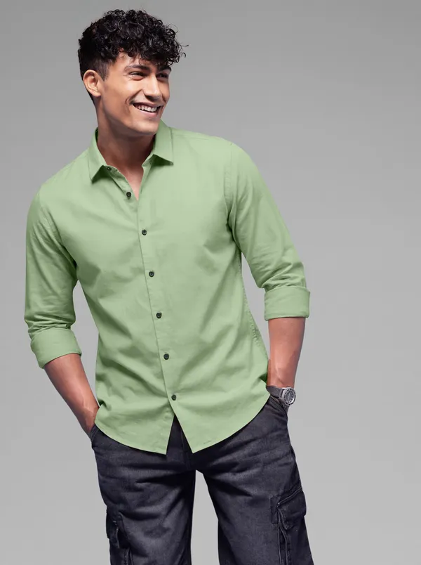 Light_Green_Cotton_Casual_Solid_Full_Sleeve_Shirt_For_Men