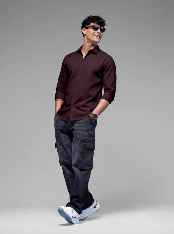 Deep_Maroon_Cotton_Casual_Solid_Full_Sleeve_Shirt_For_Men