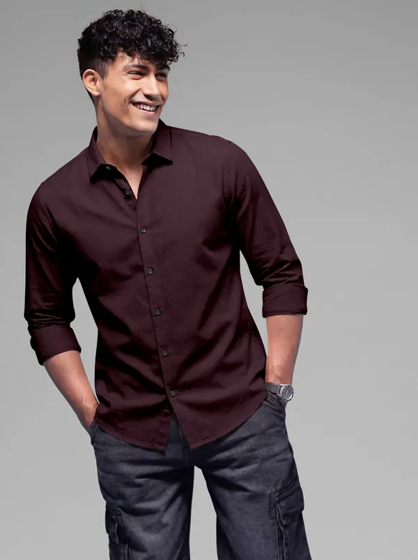 Deep_Maroon_Cotton_Casual_Solid_Full_Sleeve_Shirt_For_Men