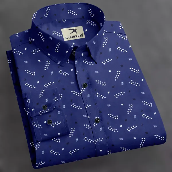 Blue_Cotton_Blend_Printed_Full_Sleeve_Shirt_For_Men