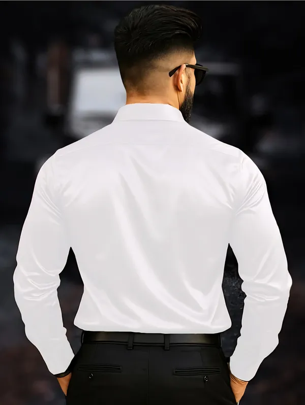 White_Satin_Solid_Full_Sleeve_Shirt_For_Men