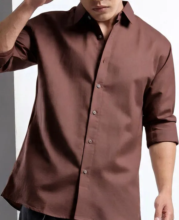 Brown_Satin_Solid_Full_Sleeve_Shirt_For_Men