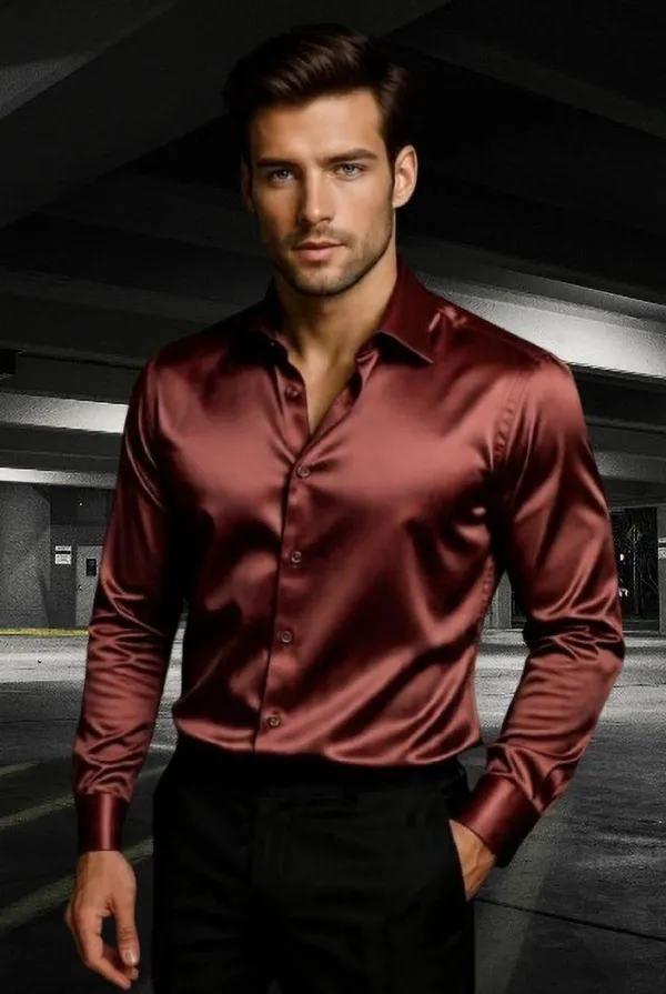 Brown_Satin_Solid_Full_Sleeve_Shirt_For_Men