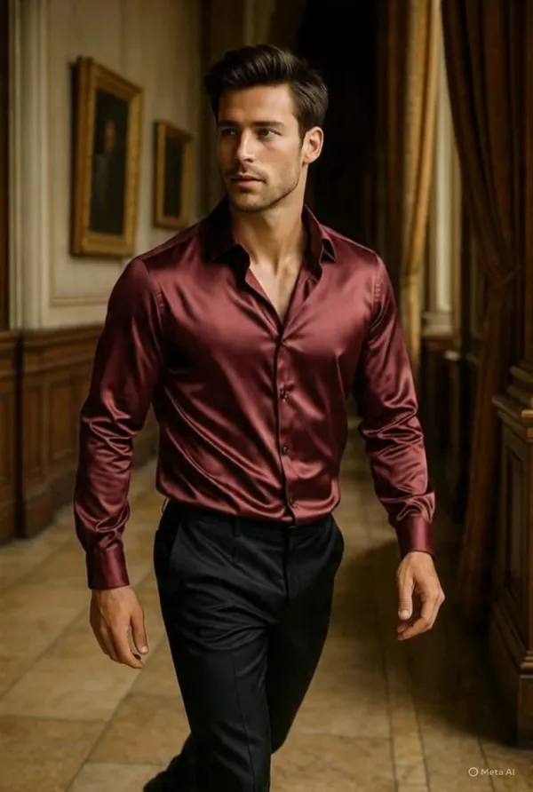 Brown_Satin_Solid_Full_Sleeve_Shirt_For_Men