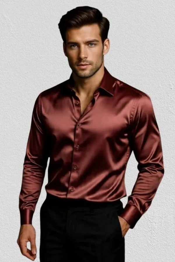 Brown_Satin_Solid_Full_Sleeve_Shirt_For_Men