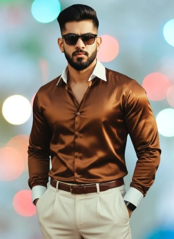 Brown_Satin_Solid_Full_Sleeve_Shirt_For_Men