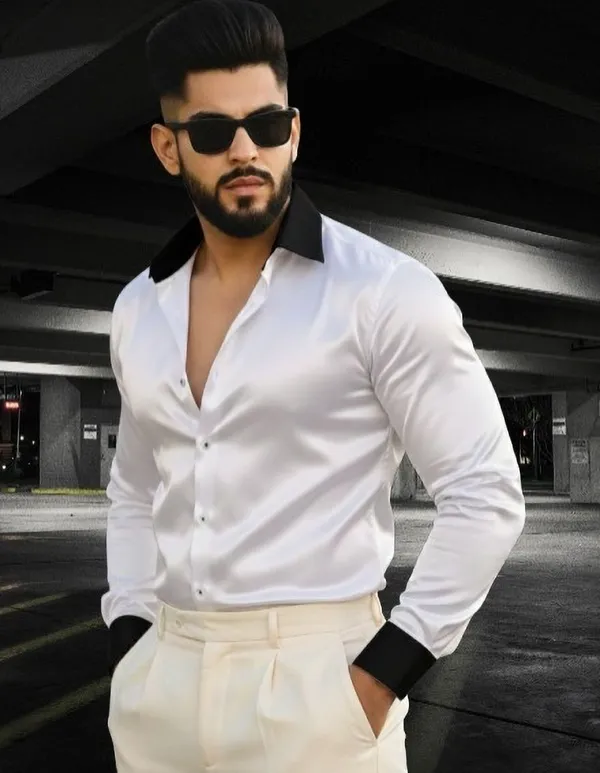 White_Satin_Solid_Full_Sleeve_Shirt_For_Men