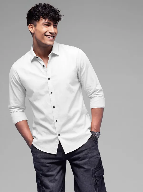 White_Cotton_Casual_Solid_Full_Sleeve_Shirt_For_Men