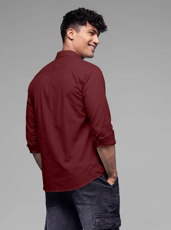 Maroon_Cotton_Casual_Solid_Full_Sleeve_Shirt_For_Men