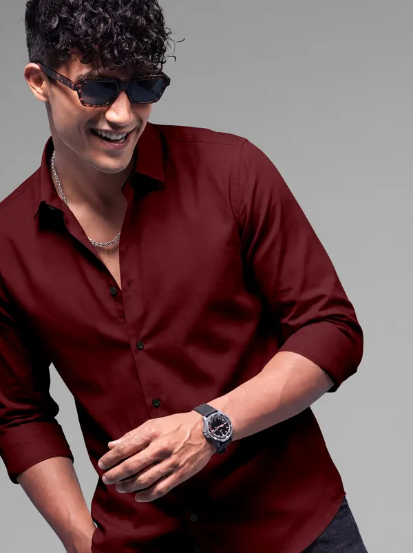 Maroon_Cotton_Casual_Solid_Full_Sleeve_Shirt_For_Men