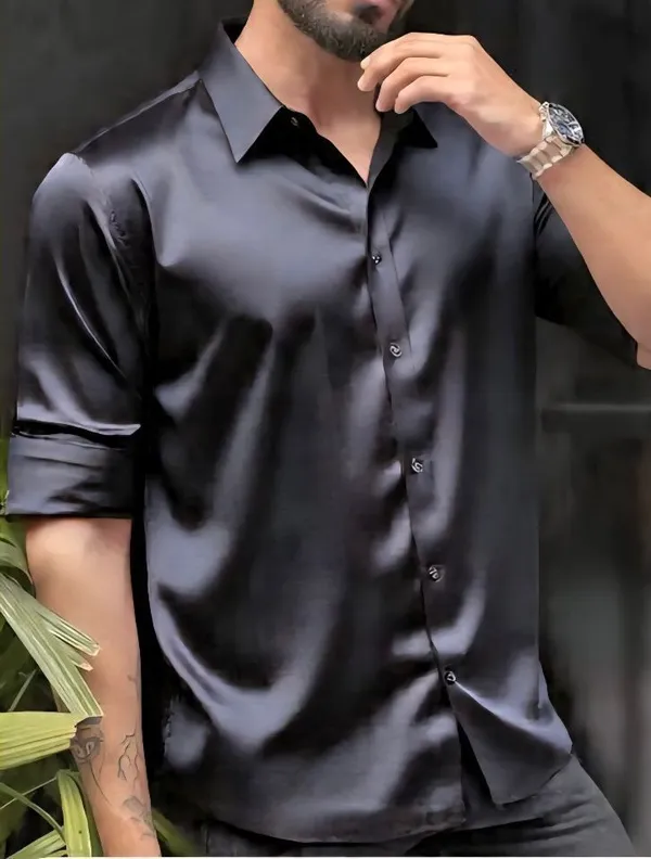 Black_Satin_Solid_Full_Sleeve_Shirt_For_Men