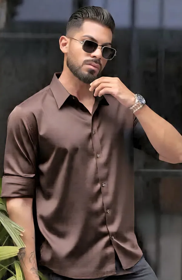 Brown_Satin_Solid_Full_Sleeve_Shirt_For_Men