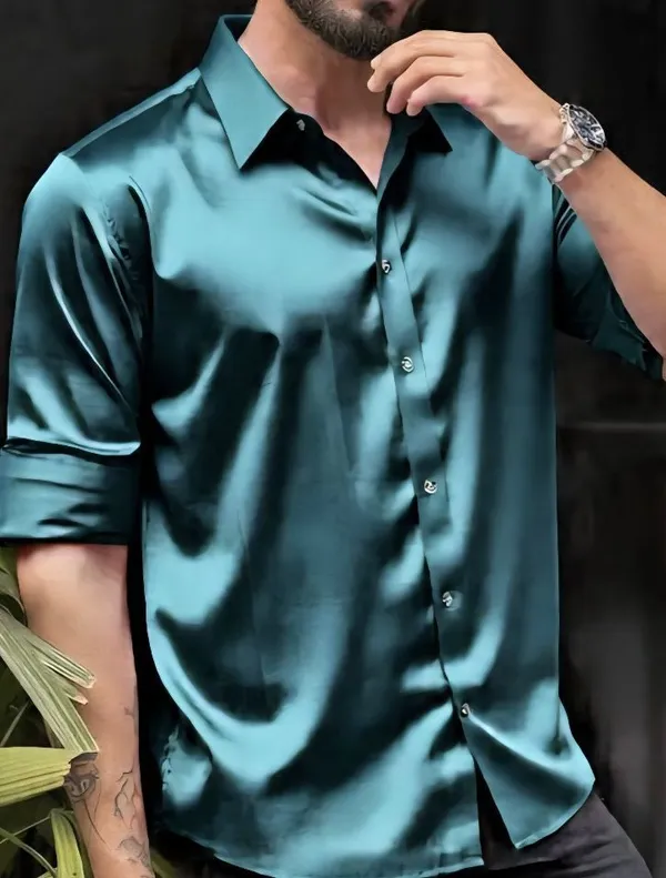Teal_Blue_Satin_Solid_Full_Sleeve_Shirt_For_Men