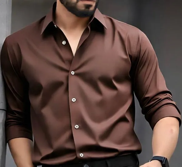 Brown_Satin_Solid_Full_Sleeve_Shirt_For_Men