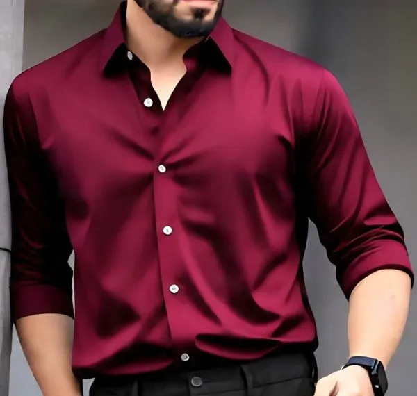 Maroon_Satin_Solid_Full_Sleeve_Shirt_For_Men