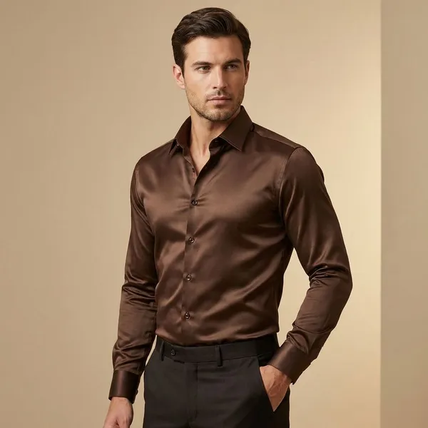 Brown_Satin_Solid_Full_Sleeve_Shirt_For_Men