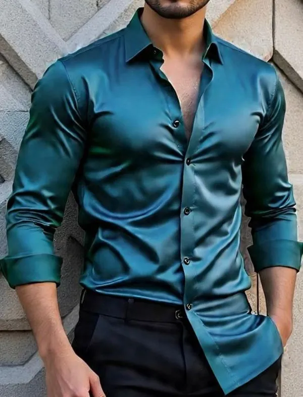 Teal_Satin_Solid_Full_Sleeve_Shirt_For_Men