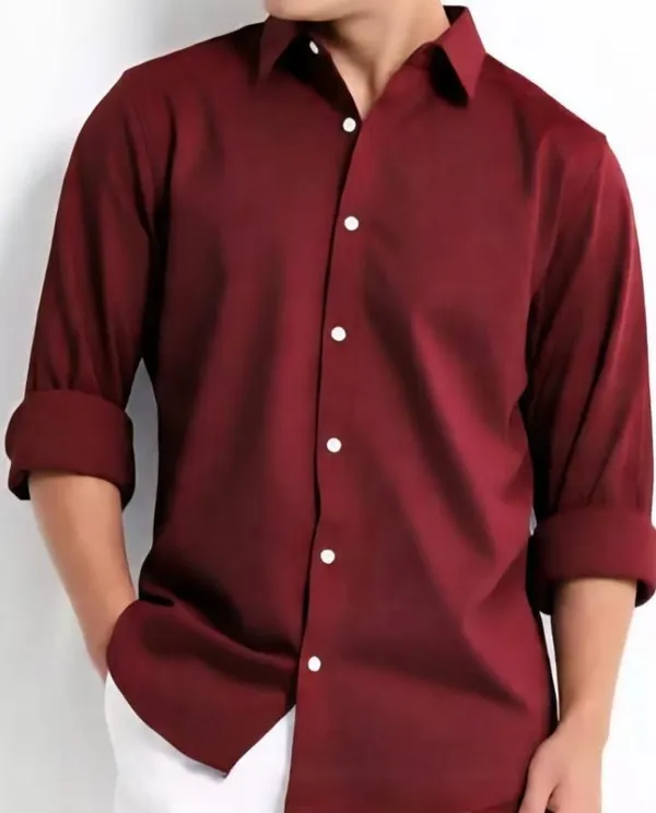 Maroon_Satin_Solid_Full_Sleeve_Shirt_For_Men