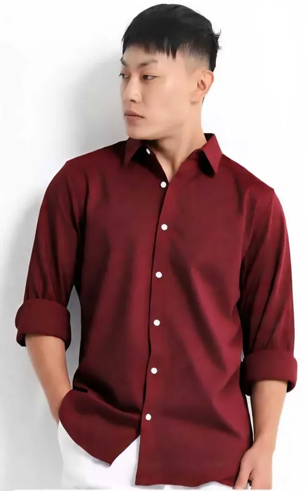 Maroon_Satin_Solid_Full_Sleeve_Shirt_For_Men