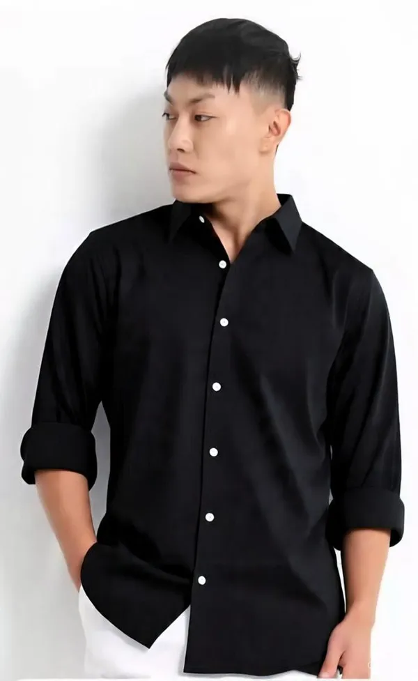 Black_Satin_Solid_Full_Sleeve_Shirt_For_Men