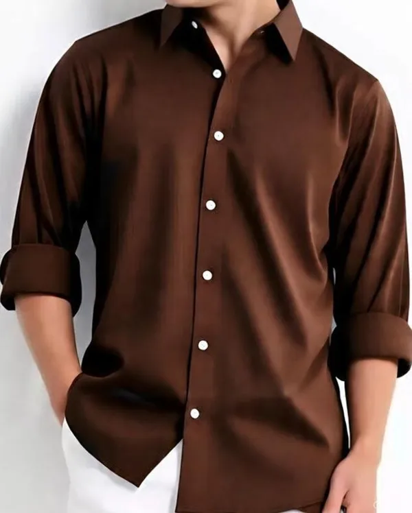 Brown_Satin_Solid_Full_Sleeve_Shirt_For_Men