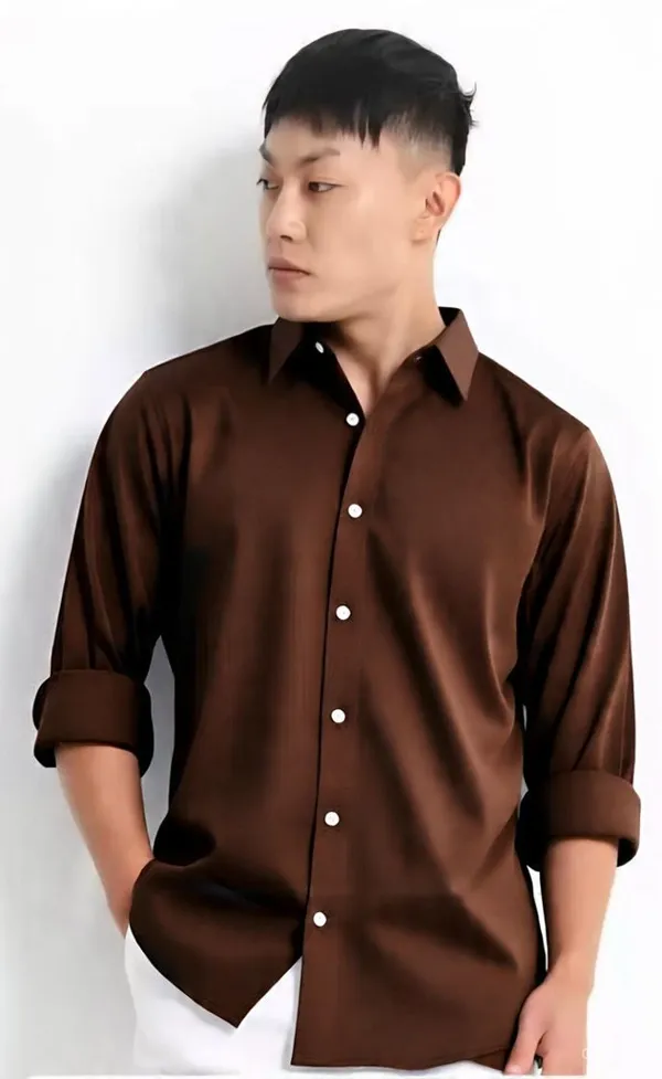 Brown_Satin_Solid_Full_Sleeve_Shirt_For_Men