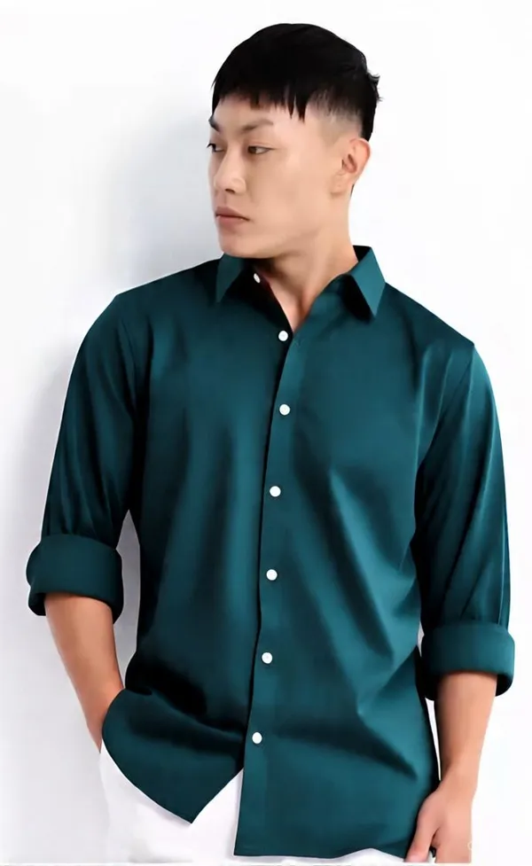 Teal_Satin_Solid_Full_Sleeve_Shirt_For_Men