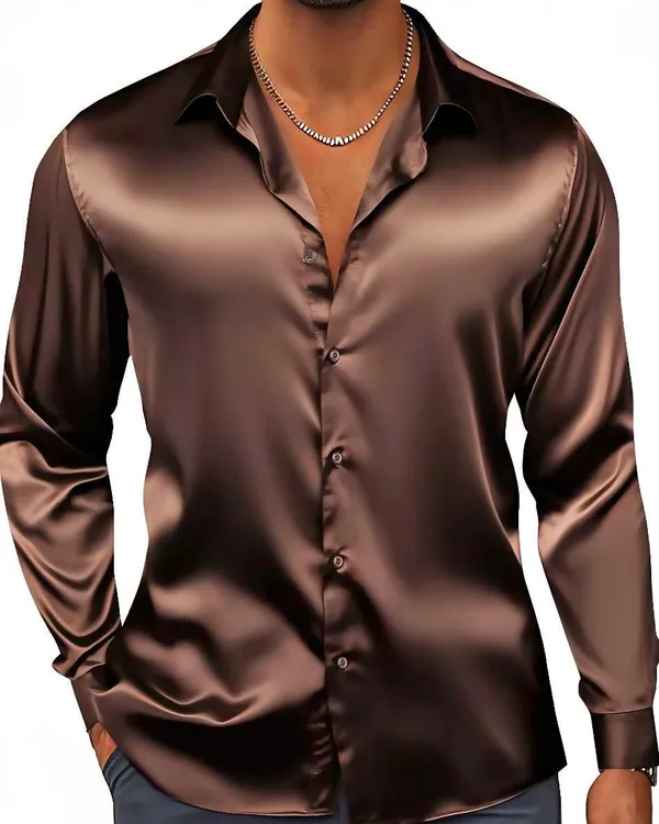 Brown_Satin_Solid_Full_Sleeve_Shirt_For_Men