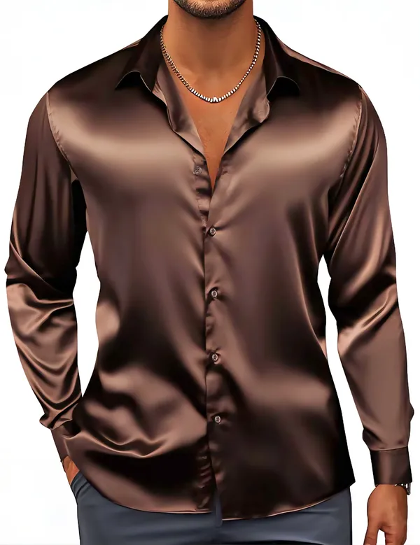 Brown_Satin_Solid_Full_Sleeve_Shirt_For_Men
