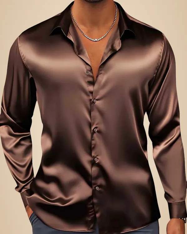 Brown_Satin_Solid_Full_Sleeve_Shirt_For_Men