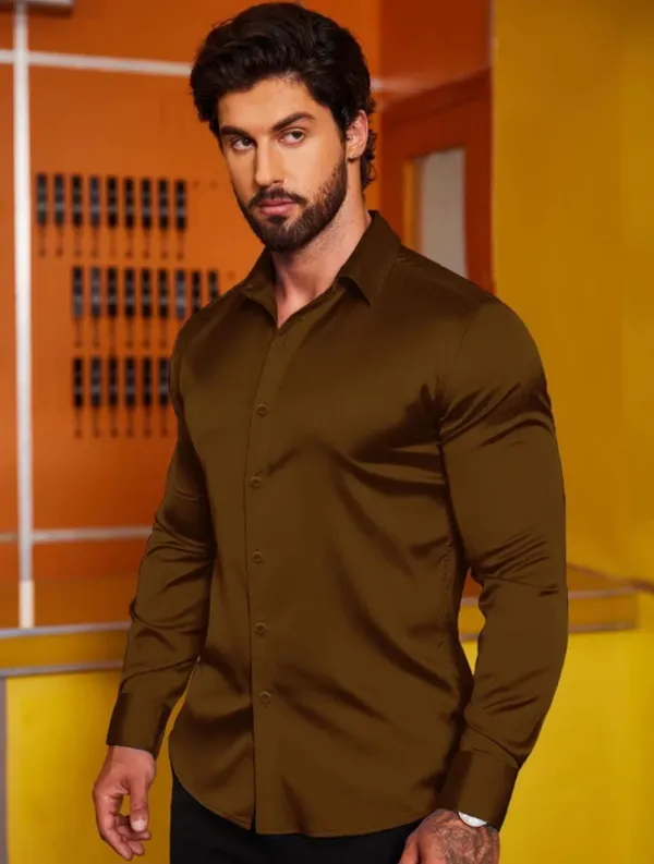 Brown_Satin_Solid_Full_Sleeve_Shirt_For_Men
