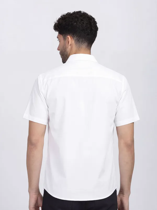 White_Cotton_Casual_Printed_Half_Sleeve_Shirt_For_Men