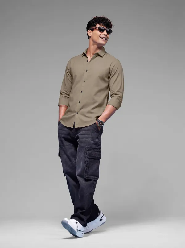 Beige_Cotton_Casual_Solid_Full_Sleeve_Shirt_For_Men