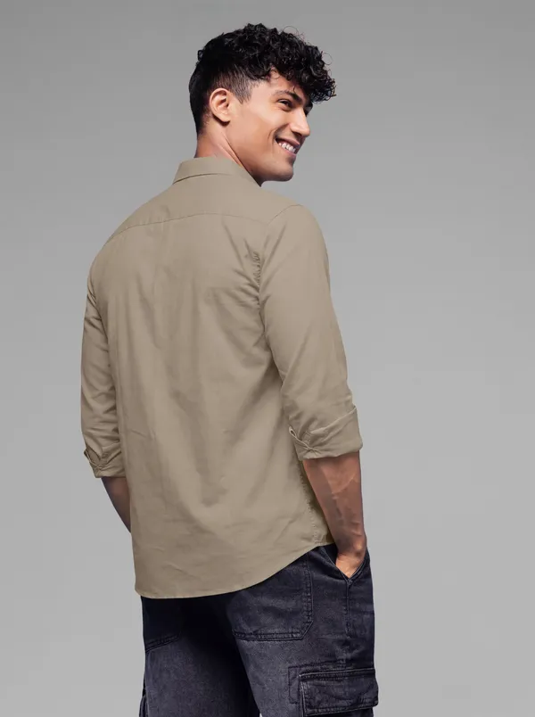 Beige_Cotton_Casual_Solid_Full_Sleeve_Shirt_For_Men
