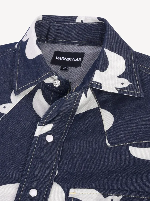 Japanese_Print_Indigo_Midweight_Denim_Shirt