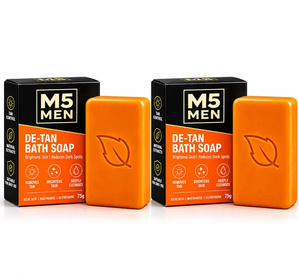 M5MEN_Turmeric_&_Kojic_Acid_De_tan_Bath_Soap_75gm_|_Skin_Brightening_&_Tan_Removal_Bathing_Soap_for_Men_|_Kojic_Soap_–_Dark_Spots,_Pigmentation_|_Turmeric_&_Niacinamide_(Pack_of_2)