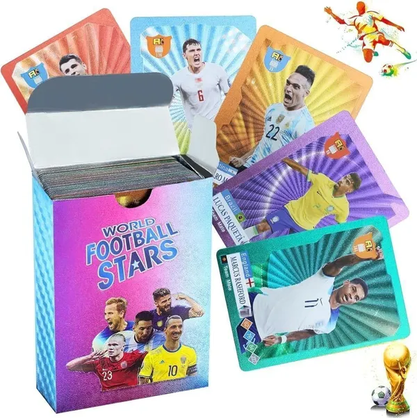 A_Magical_Hub_World_Cup_Soccer_Star_Card_Colorful_Soccer_Trading_Card_55Pcs_Gold_Kids_Rainbow_Pack_Of_2