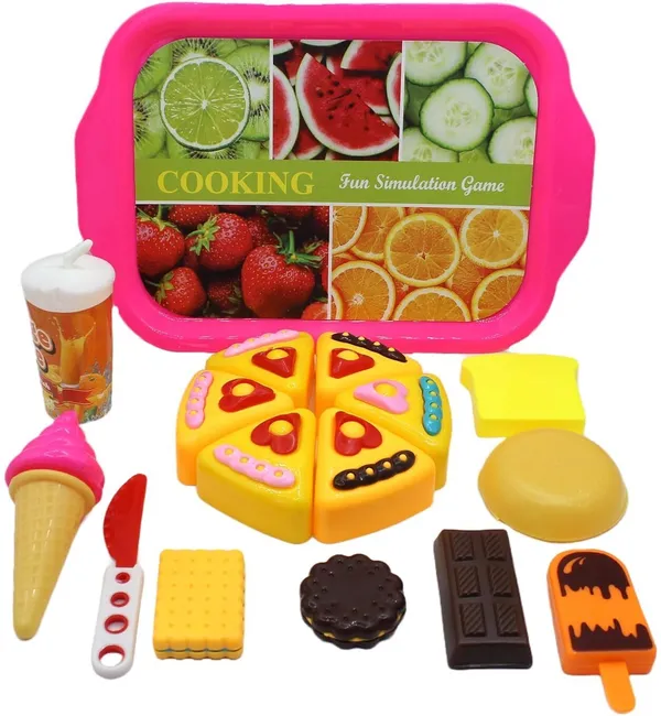 A_Magical_Hub_14Pc_Pretend_Role_Play_Plastic_Tray_Food_Kitchen_Set_Toy_For_Kids_Pack_Of_1