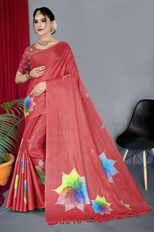 Red_Erode_Cotton_Silk_Digital_Print_With_Latkan_Work_Saree_For_Women