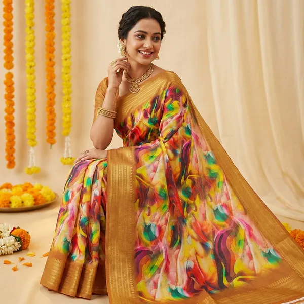 Orange_Aura_Cotton_Silk_Digital_Print_With_Latkan_Work_Saree_For_Women