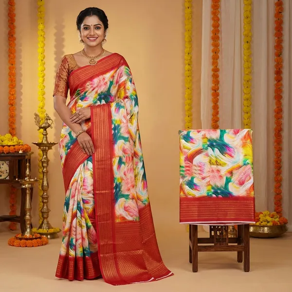 Red_Aura_Cotton_Silk_Digital_Print_With_Latkan_Work_Saree_For_Women